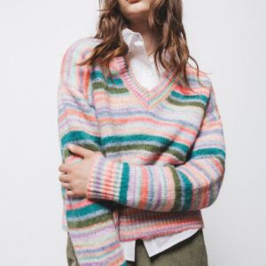 Alternative view of Elegantes Damen Lanidor Strickpullover Gestreift Multicolor V