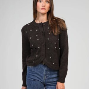 Elegantes Damen An'ge Paris Cardigan Natalia Braun Perlenstickerei