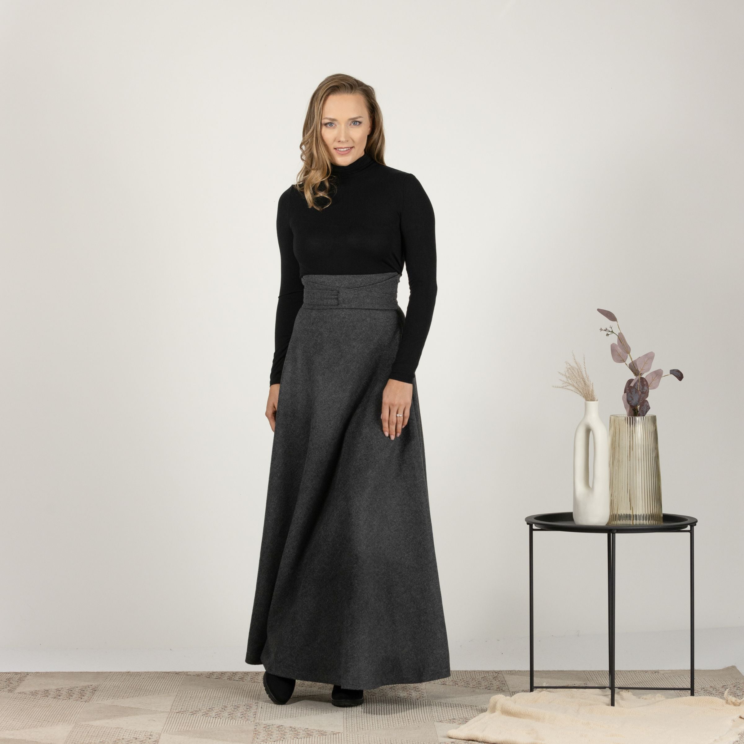 Elegantes Wool Maxi Victorian Walking Skirt - Image 2