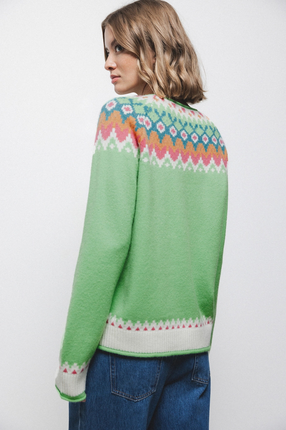 Elegantes Damen Lanidor Strickpullover im Norwegerstil mit Rundhalsausschnitt - Image 3