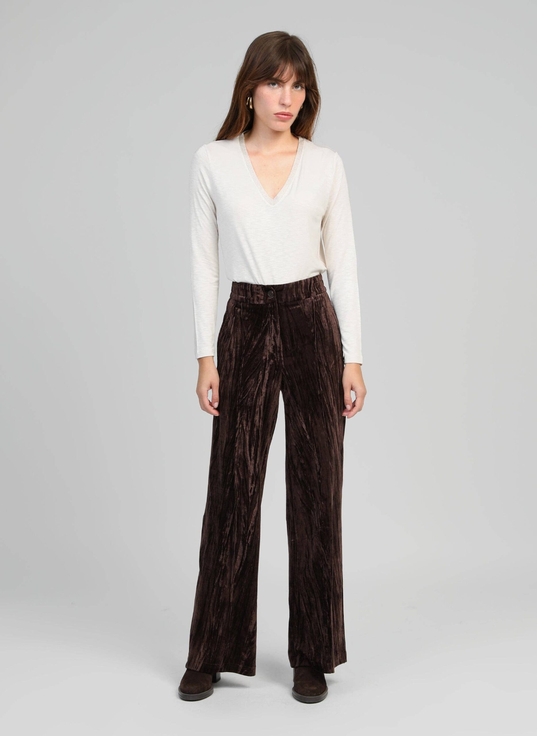 Elegantes Damen An'ge Paris Hose "Patrilou" Samt Schokoladenbraun - Image 2