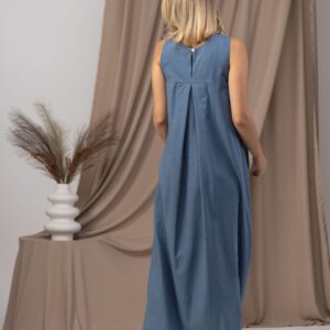 Alternative view of Elegantes Slate Blue Lässiges Linen Maxikleid