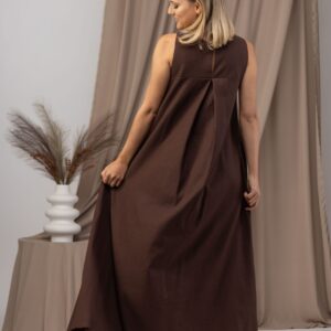 Alternative view of Elegantes Chocolate Lässiges Linen Maxikleid
