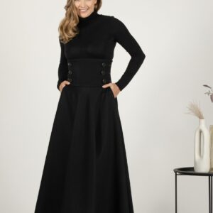 Alternative view of Elegantes Black Winter Wool Maxi Skirt