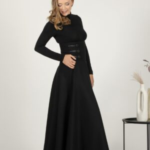 Elegantes Black Winter Wool Maxi Skirt
