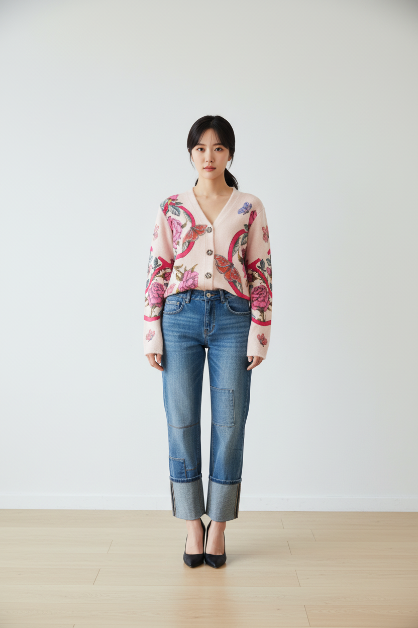 Elegantes Damen Sexy Woman Boyfriend Jeans mit Ziernähten in verwaschenem Mittelblau - Image 3