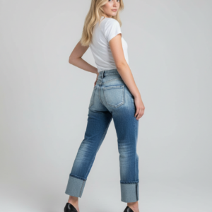Alternative view of Elegantes Damen Sexy Woman Boyfriend Jeans mit Ziernähten in verwaschenem Mittelblau