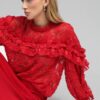 Elegantes Damen An'ge Paris Bluse Soely Rot