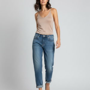 Elegantes Damen Choklate Paris Glänzendes Lurextop in Taupe